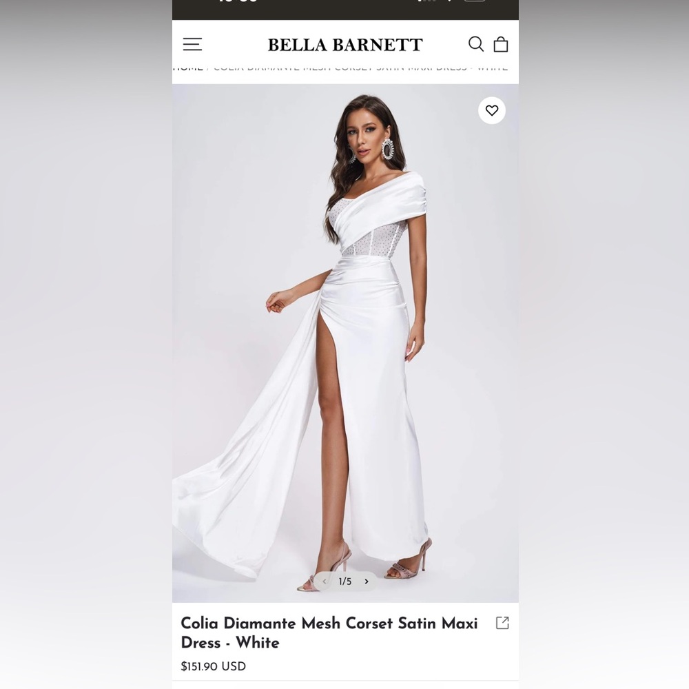 NWT Bella Barnett Colia diamonds Mesh Corset Satin maxi Dress Wedding